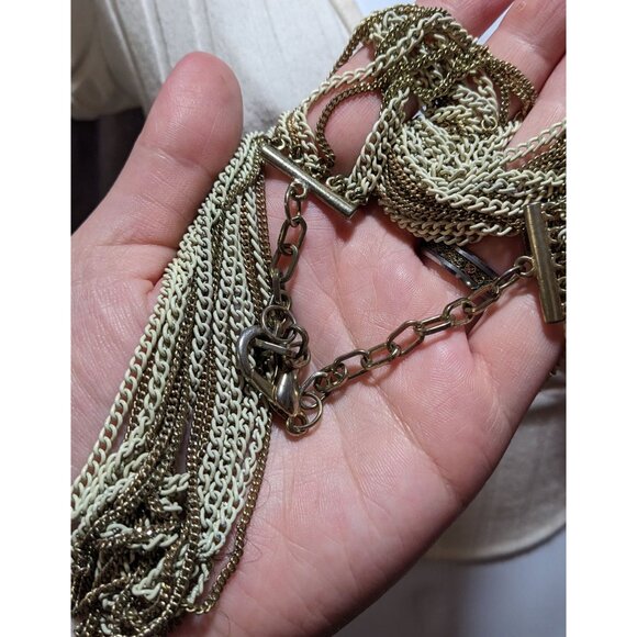Gold And White Multilayer Chain Necklace - Picture 7 of 9